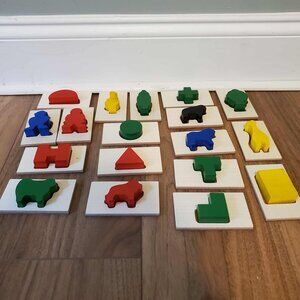 Guidecraft 3D Feel & Find Wooden Matching Game 36 Pieces with Storage Bag